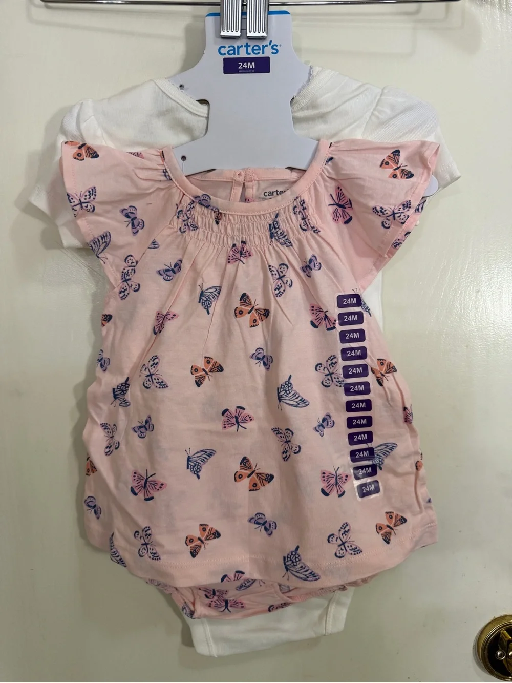 Carter's Pink Butterfly Short-Sleeve Bodysuit 3 Piece  Set, 9 mons (172)